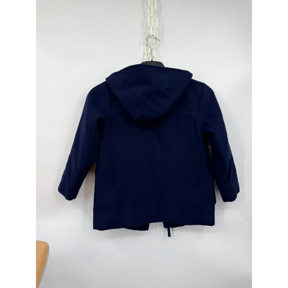 Cat & Jack Navy Pea Coat with Tan Toggle buttons Hooded Size S classic